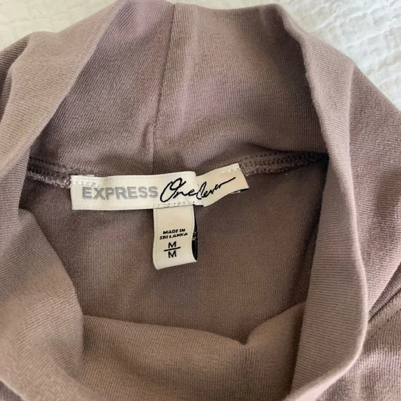 Express One Eleven Tan Mock Neck Crop Top - Picture 3 of 3